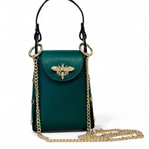Crossbody Bag Leather with Gold Chain